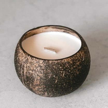 Natural Vegetable Soy Wax Candle in Shells Scented Coconut Shell Candles