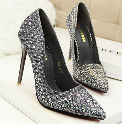 Elegant Bridal Stiletto Heels - Gray 36 -