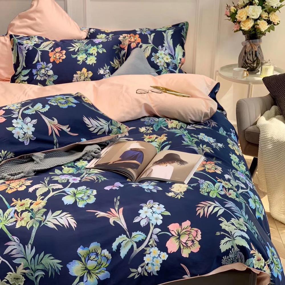 Floral 100% 60s Cotton Reactive Printing Bedding Sets With Flowers