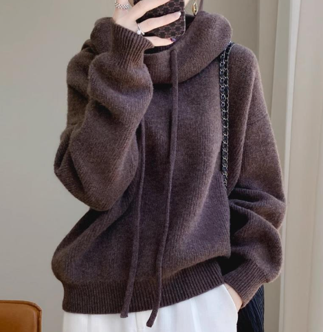 Womens Merino Wool Turtleneck Sweater - Brown XL - Women's Fashion - Women's Clothing - Sweaters