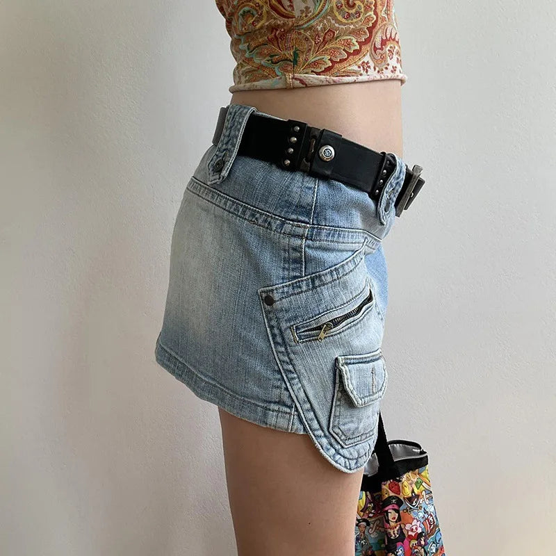 Vintage Denim Mini Skirts Low Rise Skirt