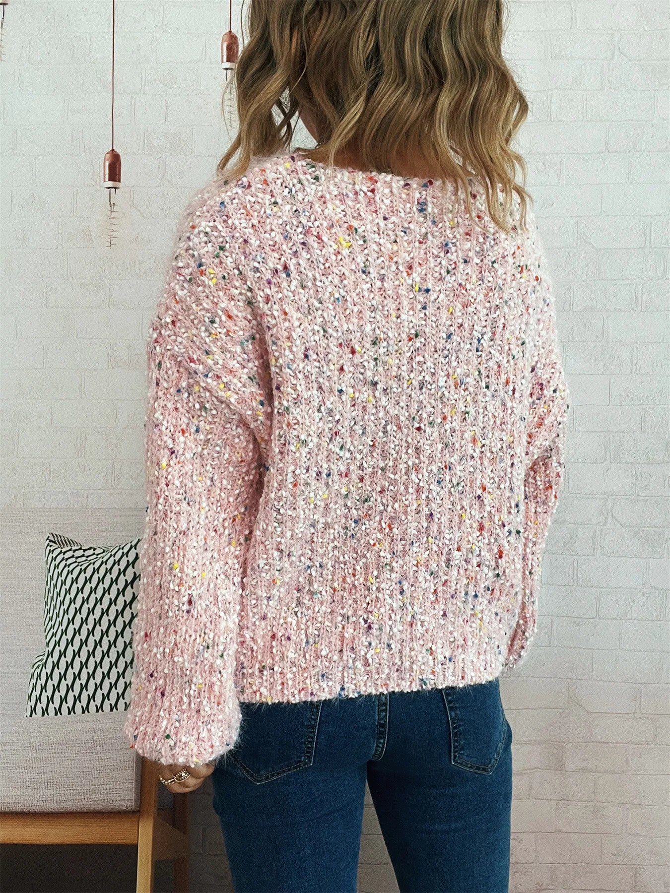 Colorful Long Sleeve Sweater - -