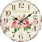 12 Inch MDF Wooden Clock Antique Clock and Creative Art Home Decor Wall Clocks pink beige