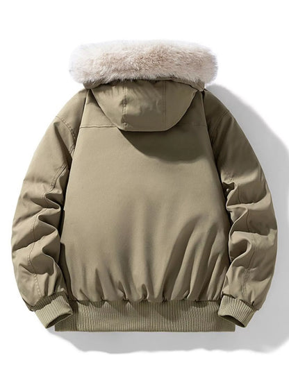 Men's Plus Size Fur Hooded Warm Padded Coat - -