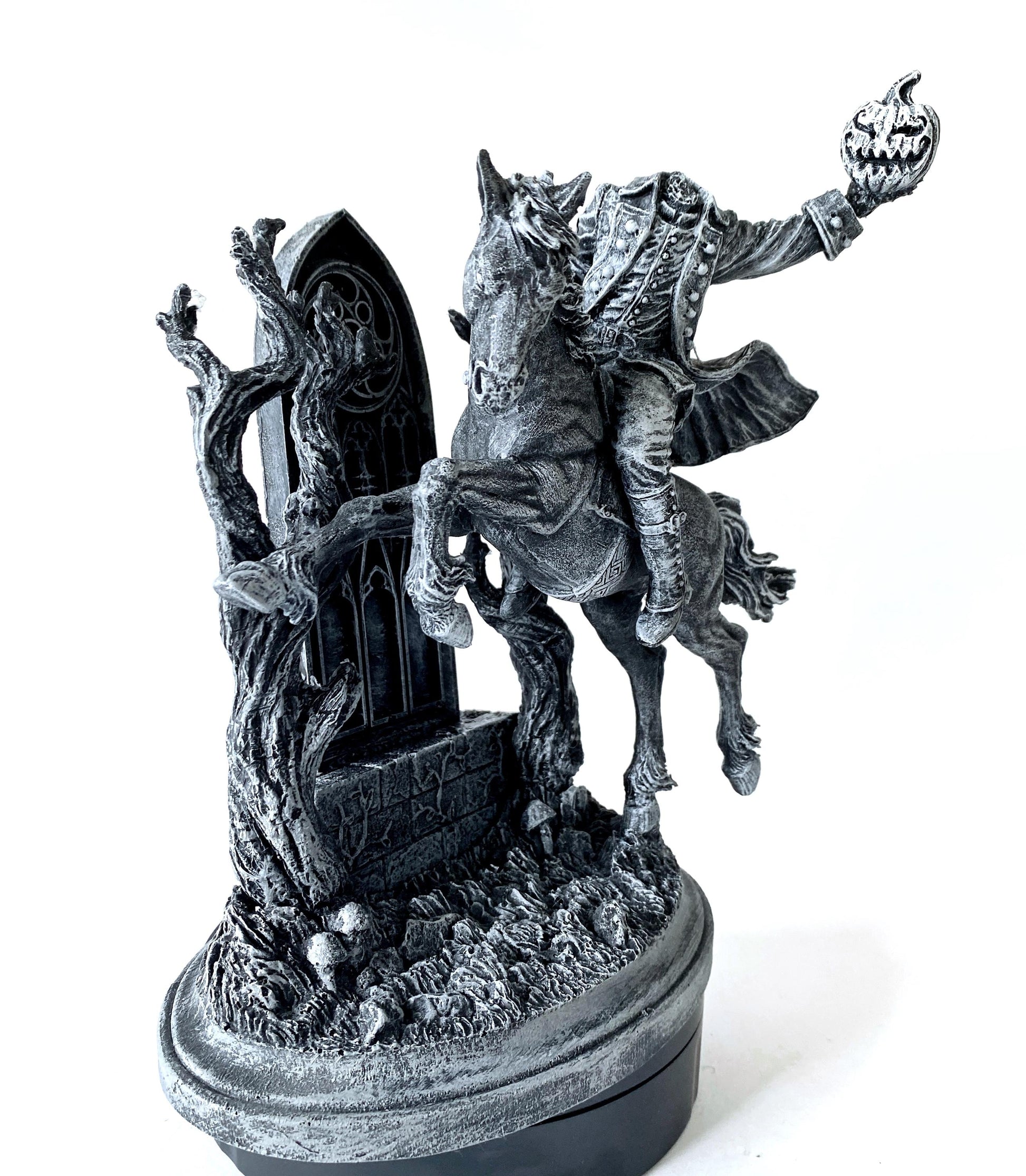 Headless Horseman Riding Statue, Hand Painted Resin Sculpture | Gothic Legend of Sleepy Hollow Figurine | Dark Folklore Art for Spooky Decor - -