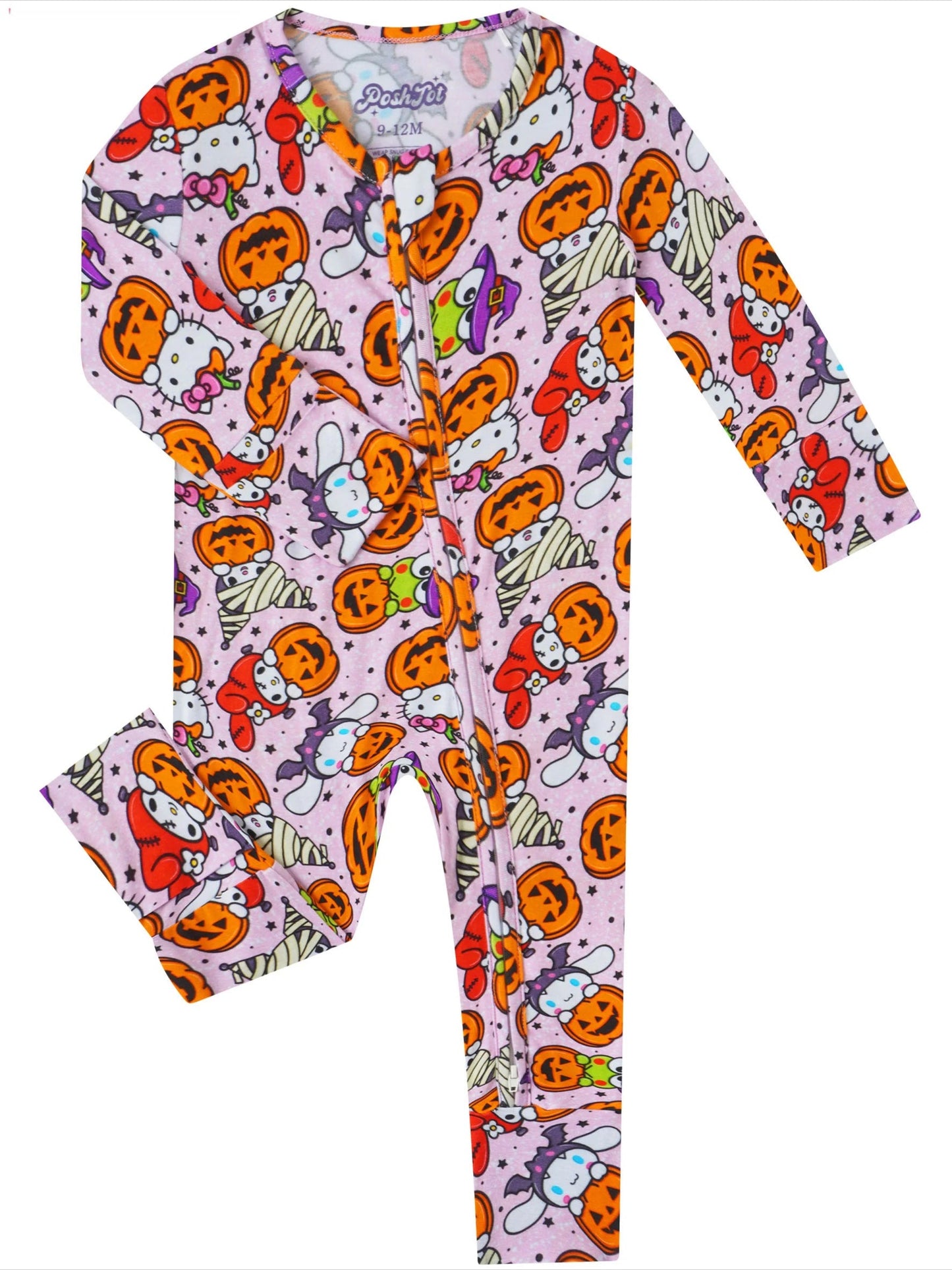 PoshTOT Sanrio Hello Kitty Pumpkin Bamboo Baby Convertible Zippy Romper - - Zippy Romper
