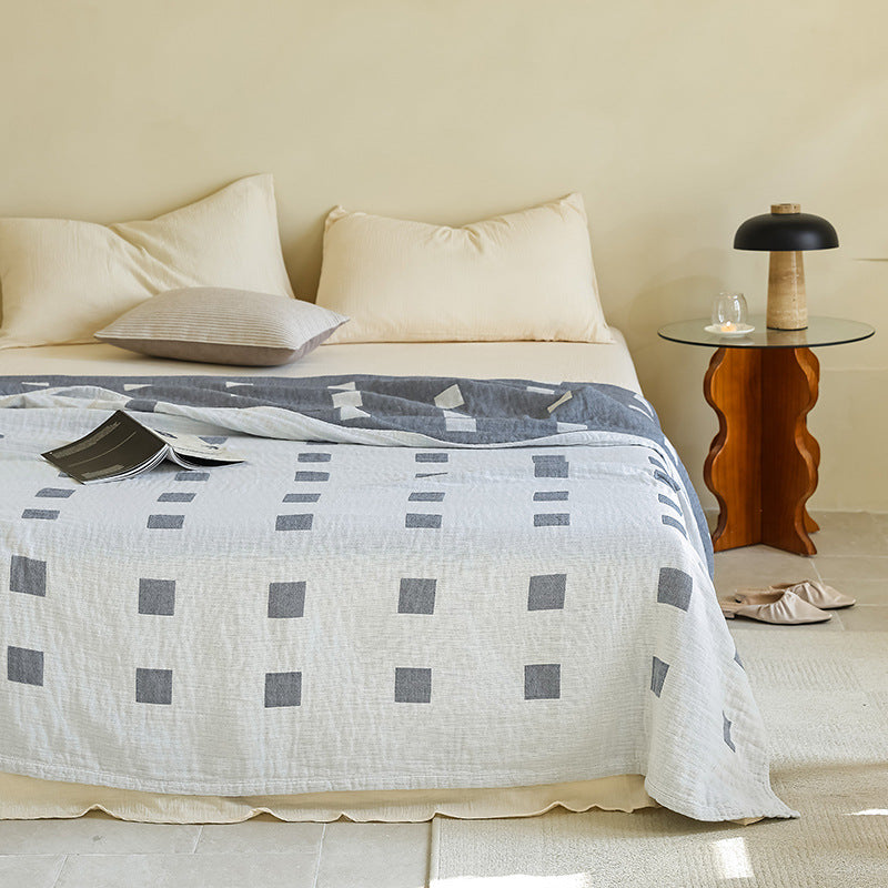 New Cotton Three-Layer Gauze Blanket for All Seasons - Crock-Blue 200 * 230cm (about 1.25kg) - blanket
