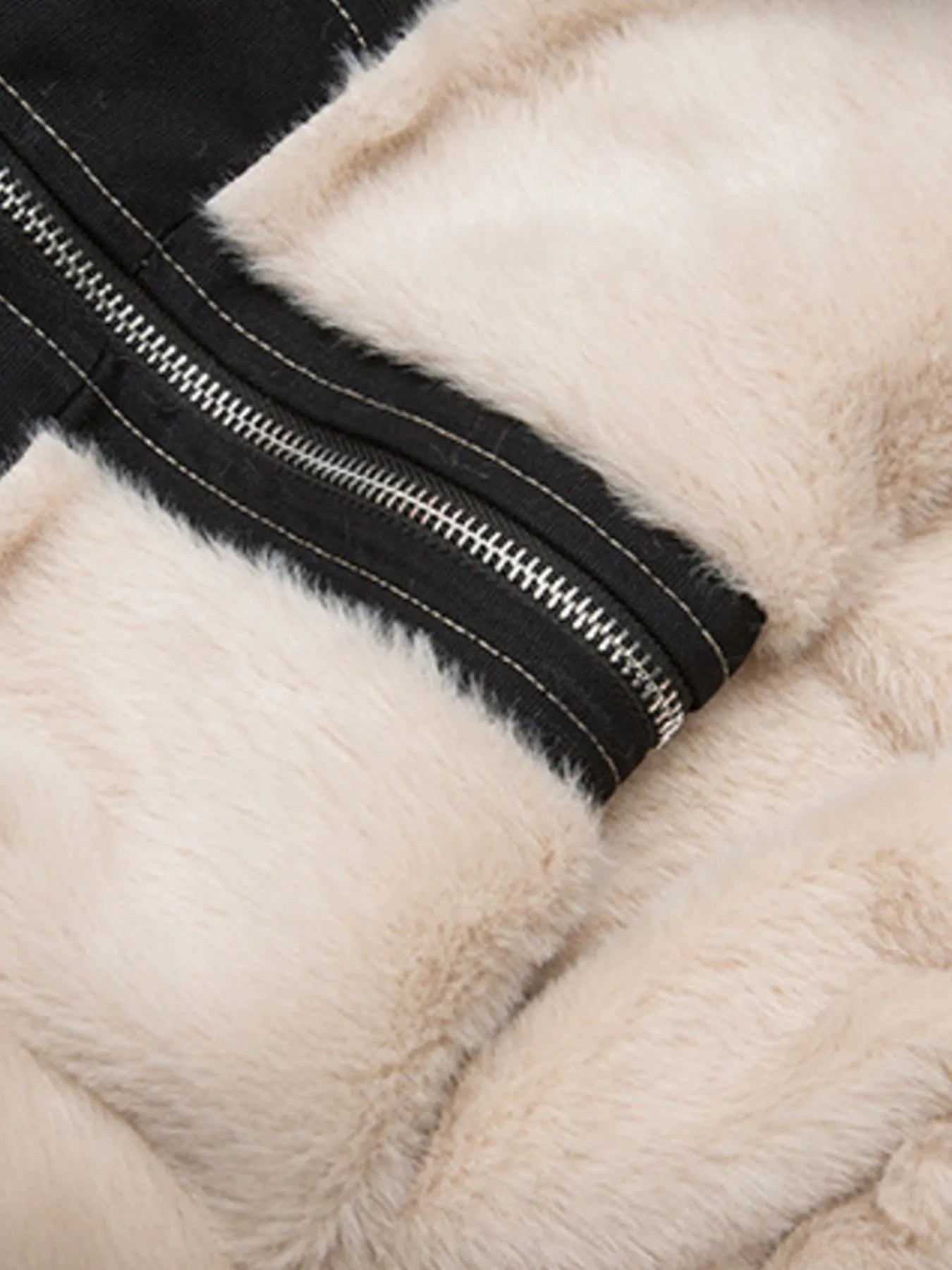 Men's Faux Fur Hooded Zip Up Jacket - -