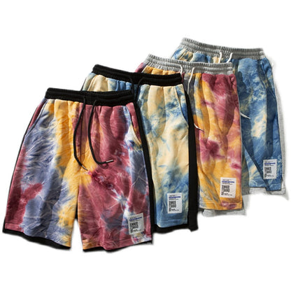 Summer New Tie-Dye Shorts Men S Drawstring Loose Print Trend - - 0