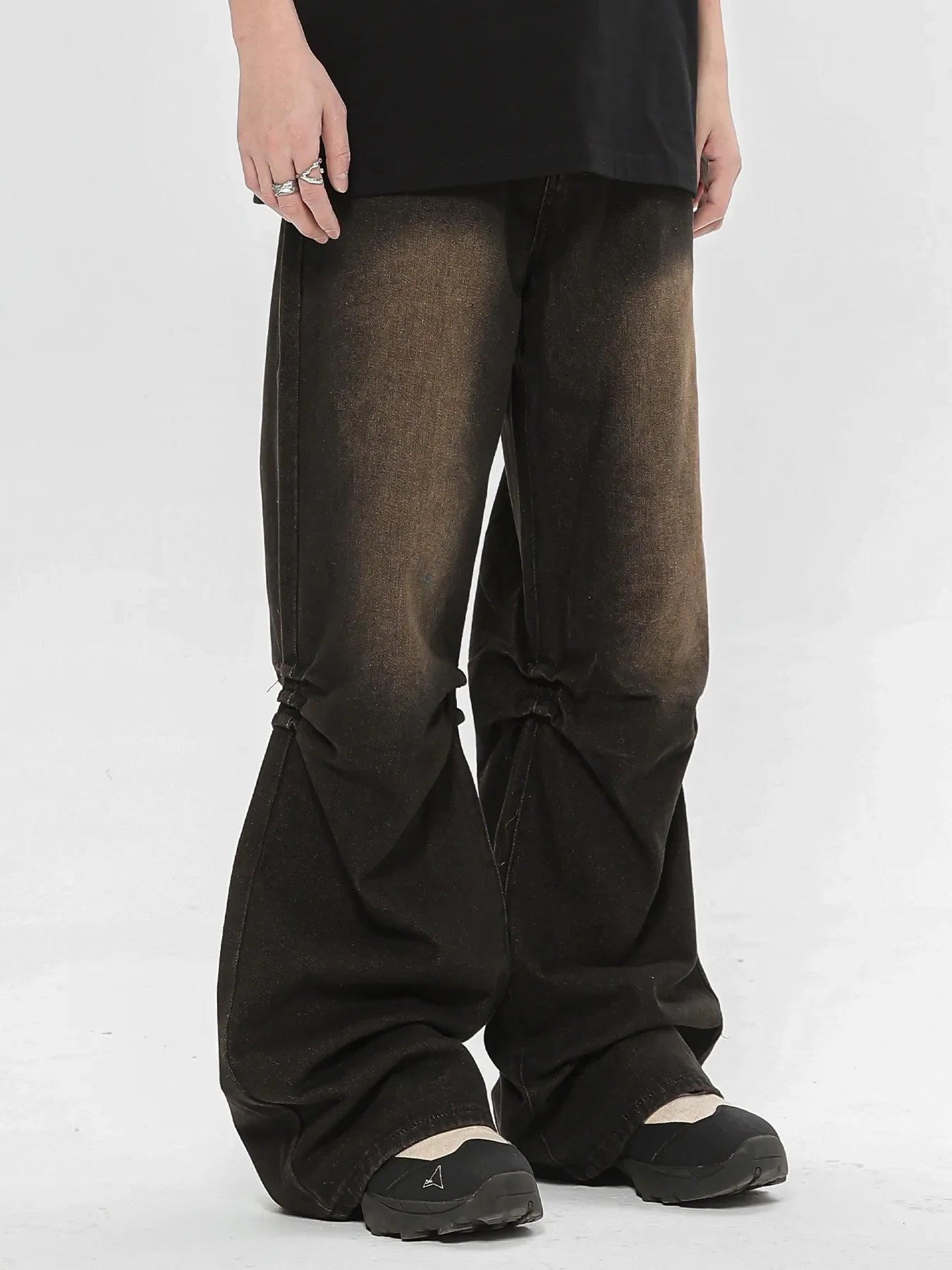 Men's Relaxed Fit Vintage Wash Flare Jeans - Black -