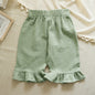 Cotton Girls Flared Pants - Casual Ankle-Length Pants - Green 100 - pants
