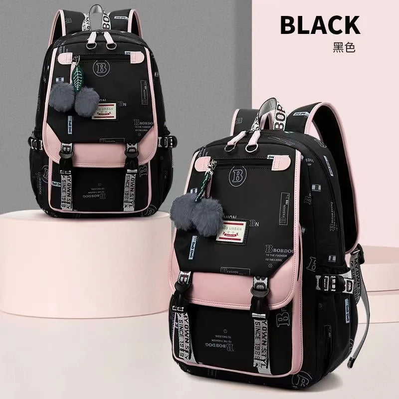 Large School Bags USB Port Canvas Backpack