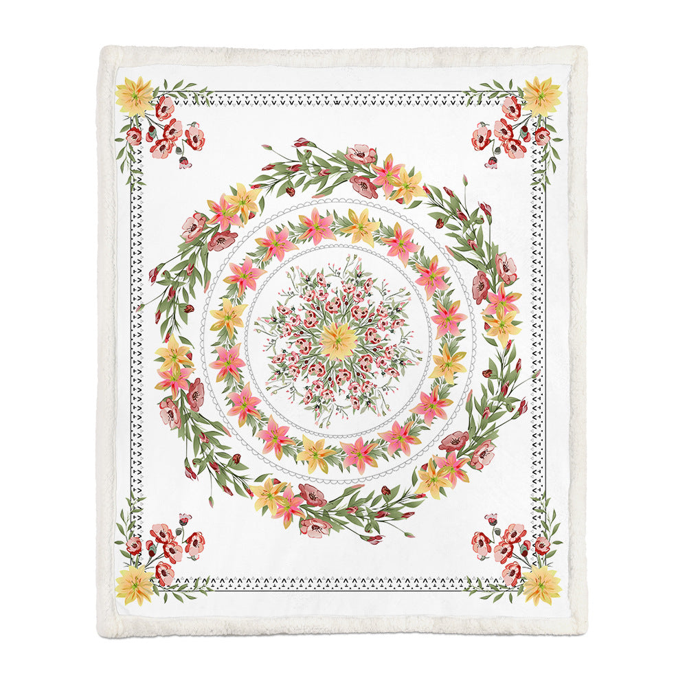 Chinese Floral Flannel Blanket – Soft Printed Throw in Multiple Sizes - 6 Style - Blankets
