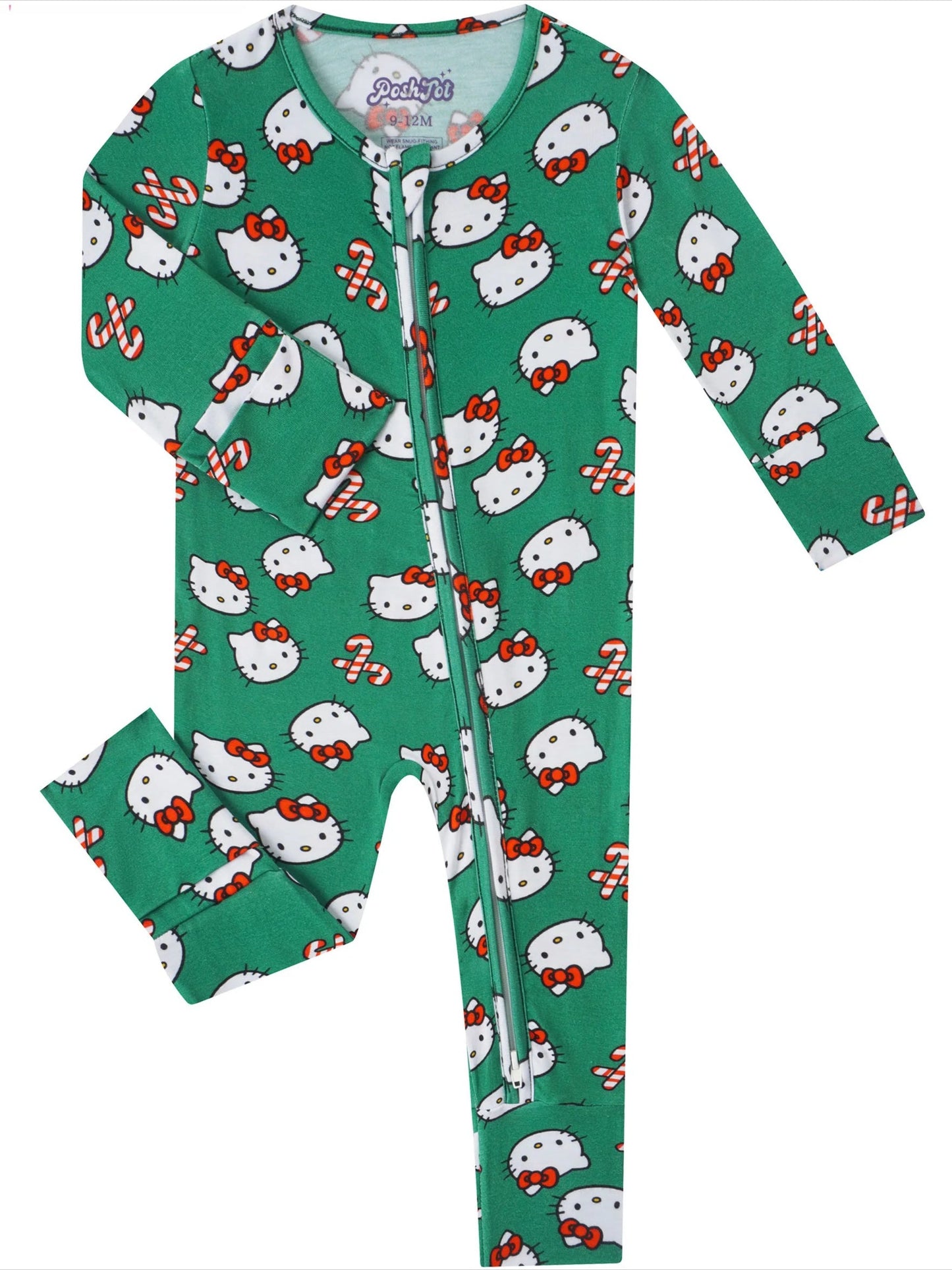 PoshTOT Sanrio Hello Kitty Green Bamboo Baby Convertible Zippy Romper - - Zippy Romper