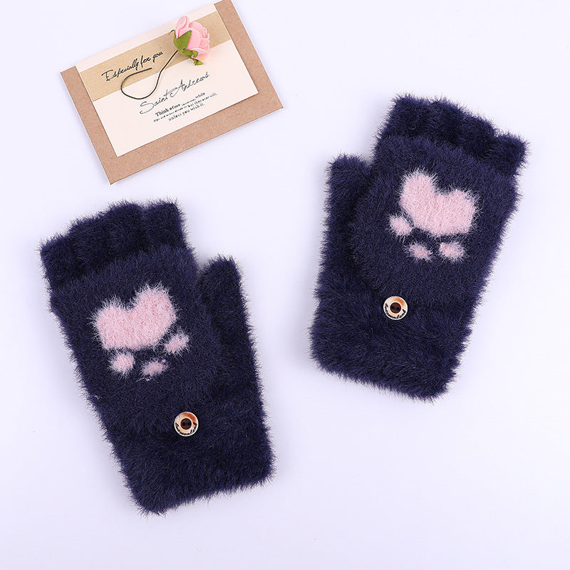 Winter Cat Claw Knit Gloves - - gloves