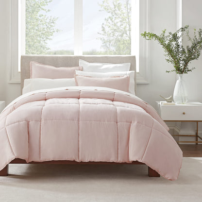 SERTA Simply Clean Ultra Soft Hypoallergenic Solid 3 Piece Comforter Set King Blush - Blush King - blanket