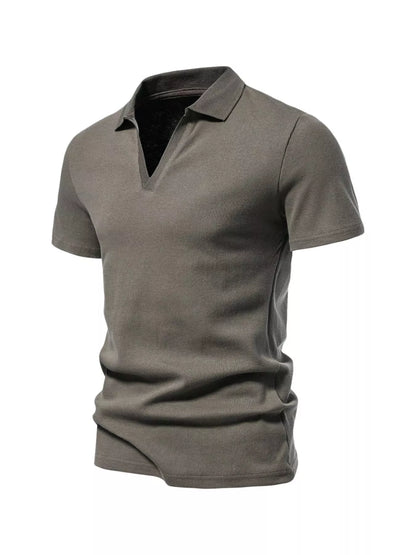 Men's Plus Size Casual Notched Short Sleeve Polo - Army Green -