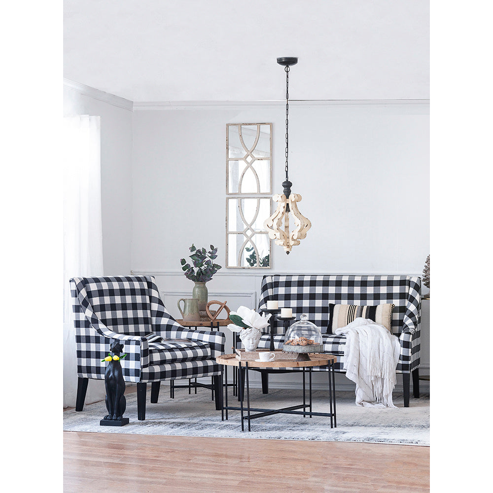 Farmhouse White Wood Ceiling Light - - light