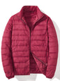 Men's Plus Size Lightweight Zip Up Puffer Jacket - Burgundy -