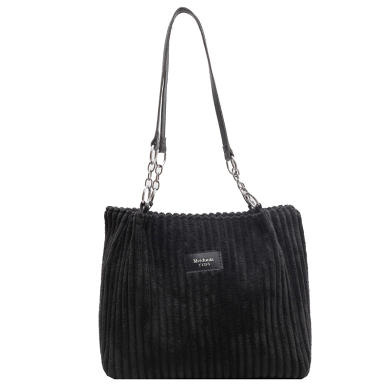 Retro Large Capacity Shoulder Bag - Black - handbag