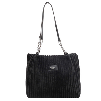 Retro Large Capacity Shoulder Bag - Black - handbag
