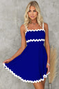 Contrast Trim Square Neck Mini Dress - Royal Blue - Clothing & Fashion