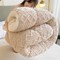 Nordic Style Solid Sherpa Quilt Light Beige