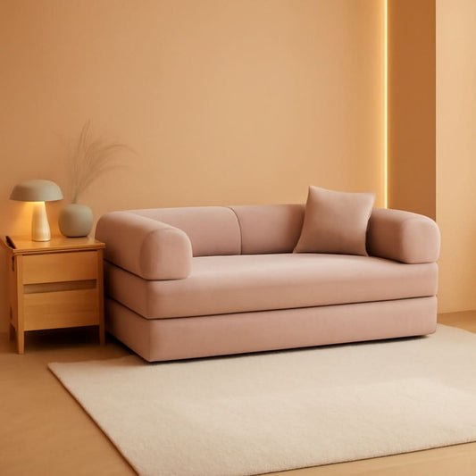 Transformable Sofa Bed Queen Size Pink Folding Frame - - Sleeper