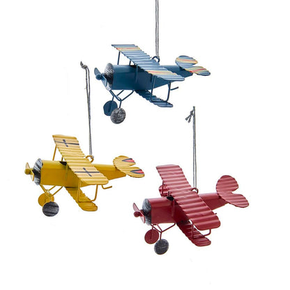 Metal Biplane Ornament - - - Christmas >> Ornaments >> Vehicles