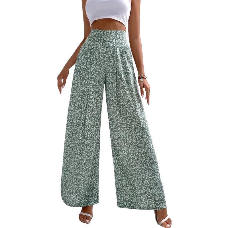 Women's Pants Floral Casual Loose Pants Waist Pants