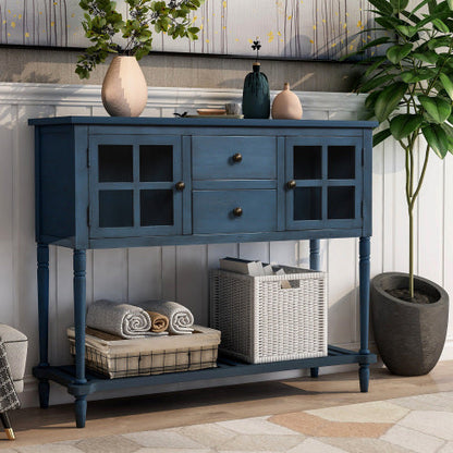 Navy Blue Sideboard Console Table With Base Frame - - cabinet