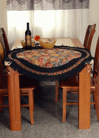 Tache Country Rustic Floral Black Midnight Awakening Tablecloth (3089BL) - - Tablecloth