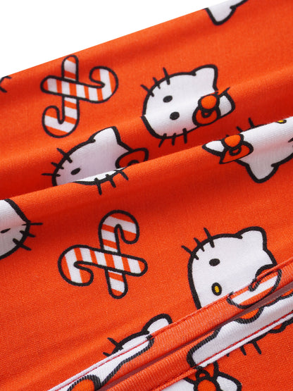 PoshTOT Sanrio Hello Kitty Red Bamboo Baby Convertible Zippy Romper - - Zippy Romper