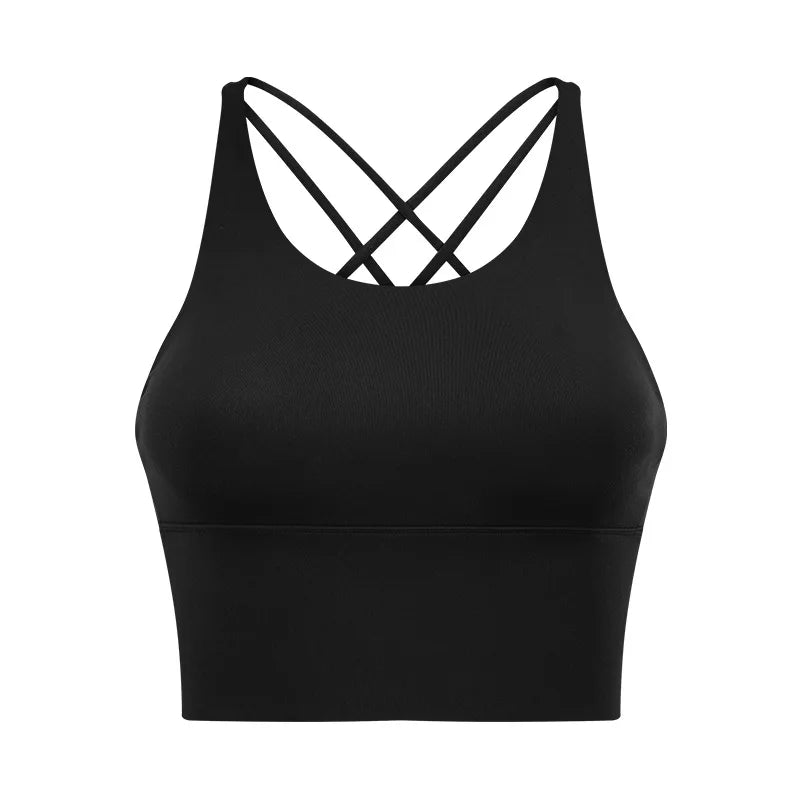 Comfort Full Support Padded Wire Free Cross Back Yoga Sports Bra Seamless