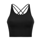 Comfort Full Support Padded Wire Free Cross Back Yoga Sports Bra Seamless Black