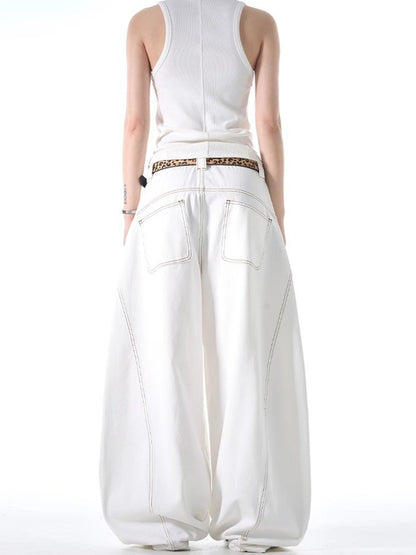 Men's Full Size Wide Leg Jeans with Pockets Plus Size - -