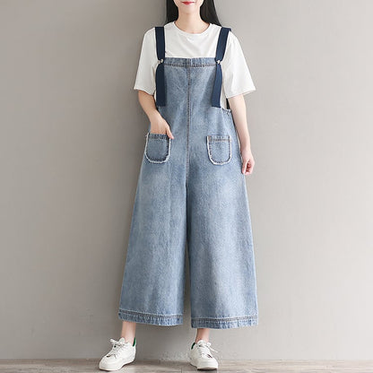 Loose Denim Overalls - - one piece