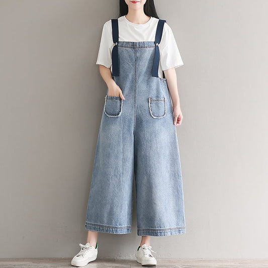 Loose Denim Overalls - - one piece