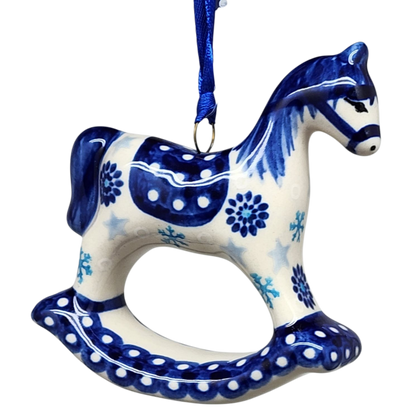 Rocking Horse Ornament - Blue Meadow Pattern - Default Title - Christmas >> Ornaments >> Animals