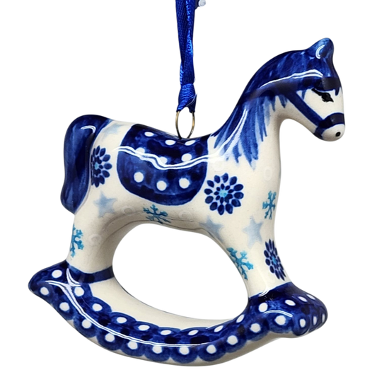Rocking Horse Ornament - Blue Meadow Pattern - Default Title - Christmas >> Ornaments >> Animals