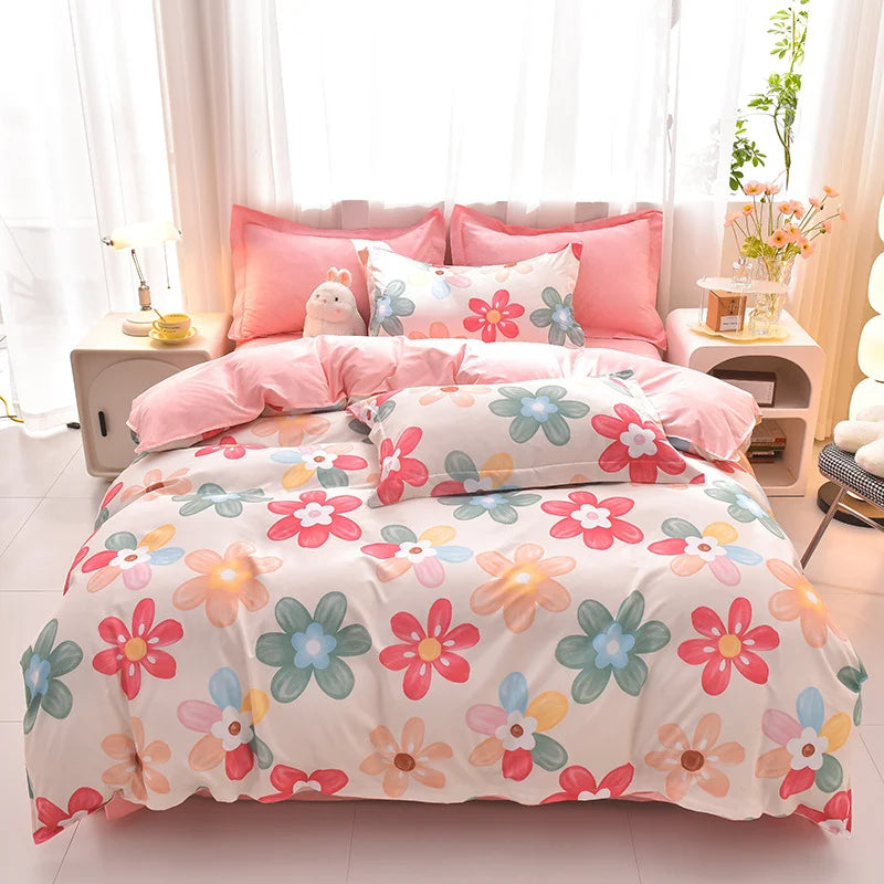 4pcs Microfiber Plant Bedsheets Bedding Set Bedcover Set