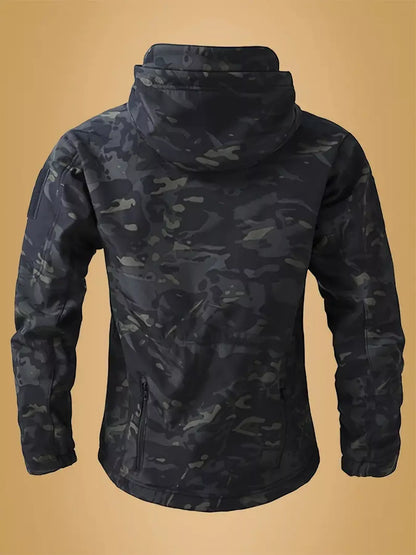 Men's Camouflage Zip Up Hooded Jacket - -
