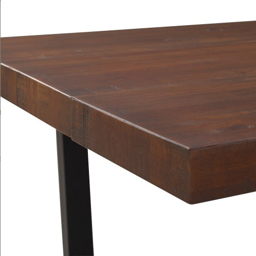 Contemporary Mahogany Solid Wood & Metal Dining Table - -