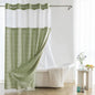 River Dream Sage Green Shower Curtain with Snap-in Liner No Hooks Needed 71x86 Inch - Kia Day Design