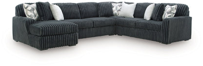 Midnight-Madness - Sectional - Dark Gray 4 Pc. Left Arm Facing Corner Chaise Sectional - Stationary Sectionals