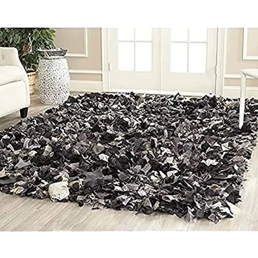 Grey Rio Shag Collection Handmade Decorative 3.5-inch Extra Thick Area Rug - Kia Day Design