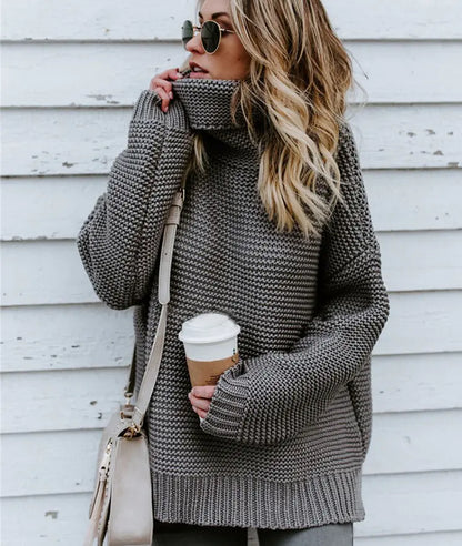 Women's Chunky Knit High Neck Sweater