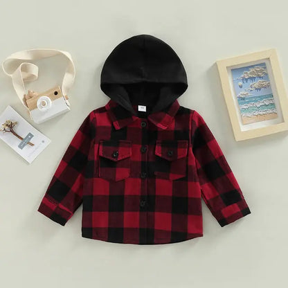 Autumn Kids Shirt Coats red black 4T