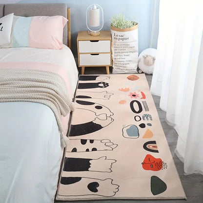 Modern Minimalist Faux Cashmere Bedroom Rug - Kia Day Design