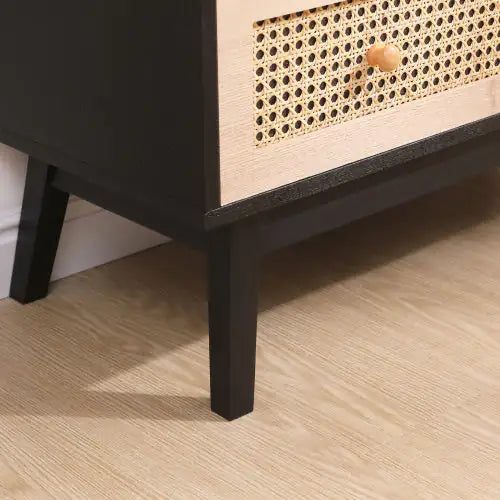 Black Panel 3-Drawer Rattan Storage Cabinet - Kia Day Design